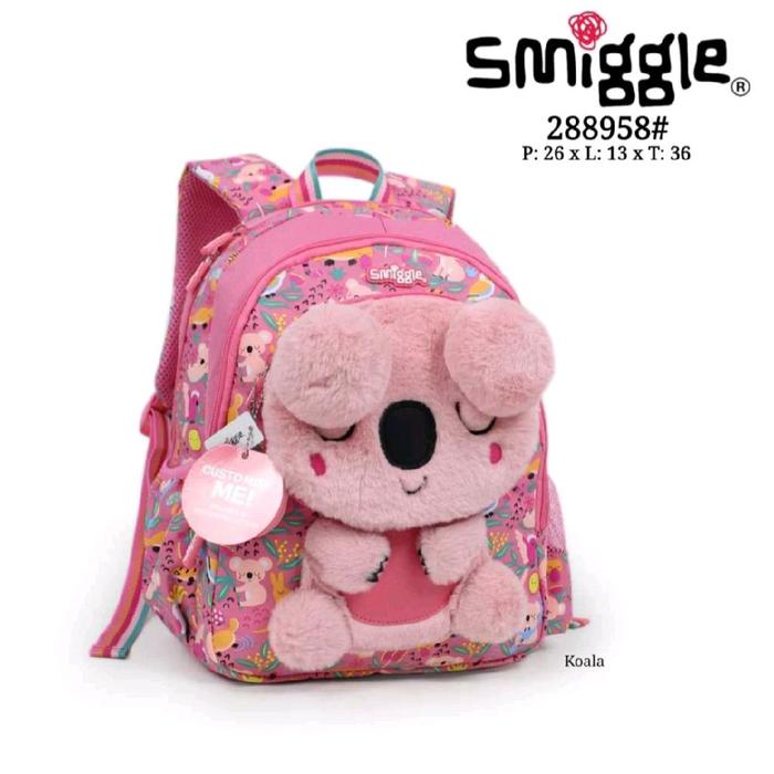 Almeerabutik~ Smiggle TK Junior Backpack BIG DOLL Car Cat Pink