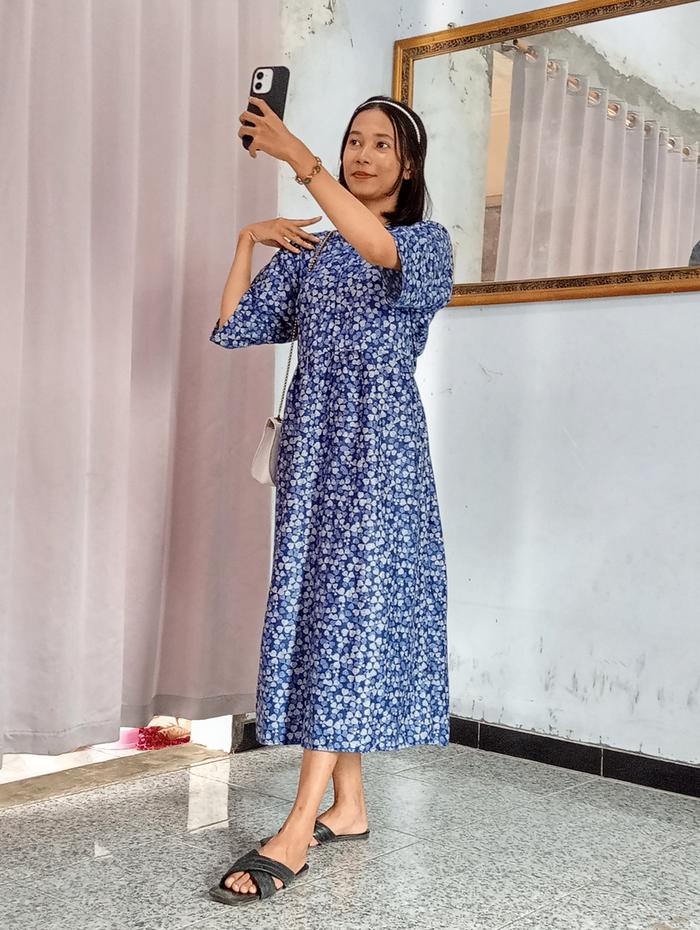 Daster/dress Midi Katun Jepang Premium - Busui Wanita Motif Nyaman