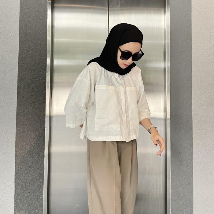 Kemeja Linen Crop Oversize/Kemeja Oversize/Kemeja Crop Oversize/Kemeja Crop/Kemeja Crop Linen