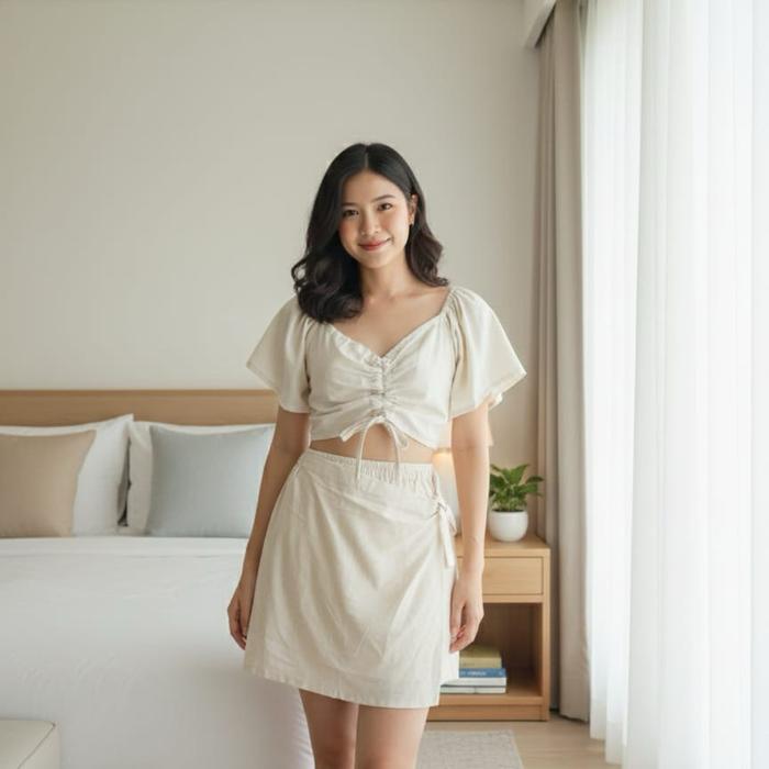 Set Serut Linen Celana Rok Bali