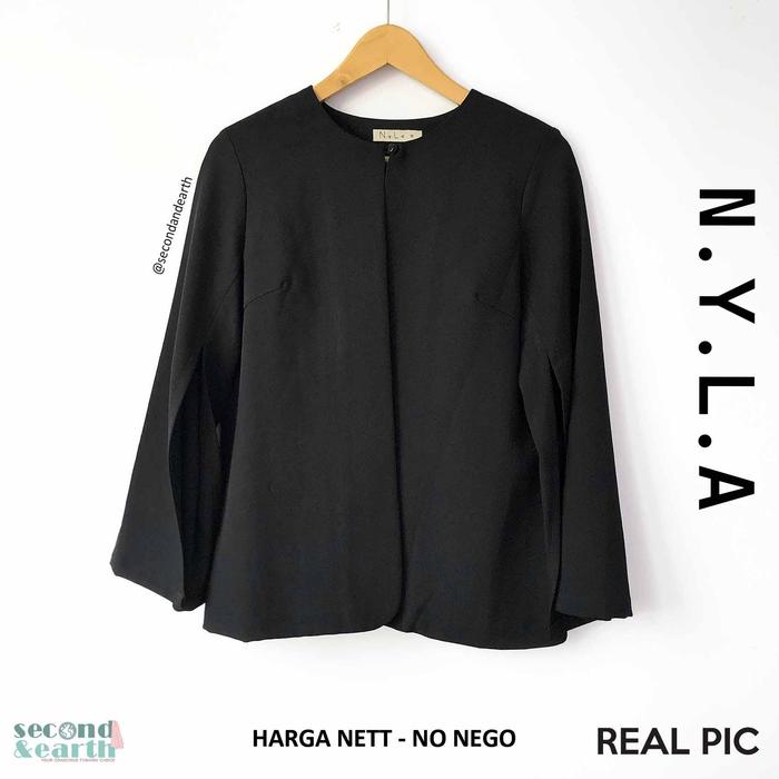 LIKE NEW NYLA Outer Cape Lengan Panjang [M fits S-M] Polyester Wrap Formal Smart Casual Hitam Blazer