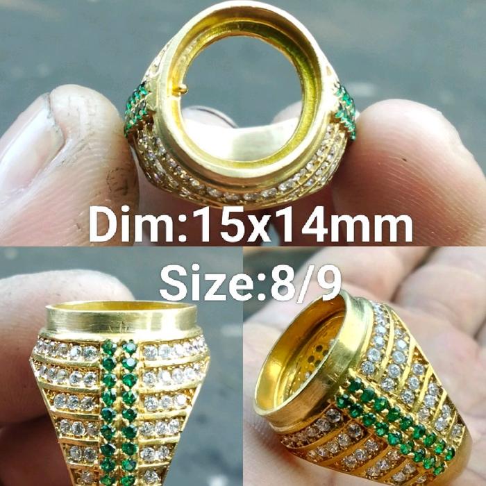 Cincin Rangka Emban Kuningan Sari(Kunsar) Micro Full Diamond Tabur Dim 15x14mm Size 8/9