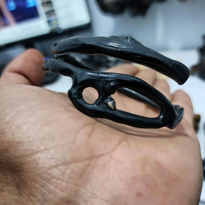 gelang akar bahar hitam combong minimalis asli