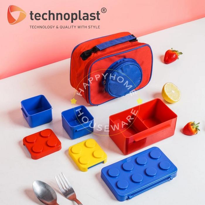 TECHNOPLAST Big Block Lunch Box Set Tempat Makan Set Big Block + Tas Aluminium Foil