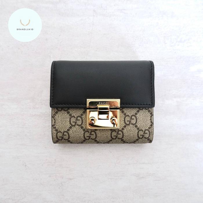 Trifold Wallet Padlock Supreme Canvas / Leather in Beige / Black / Brown