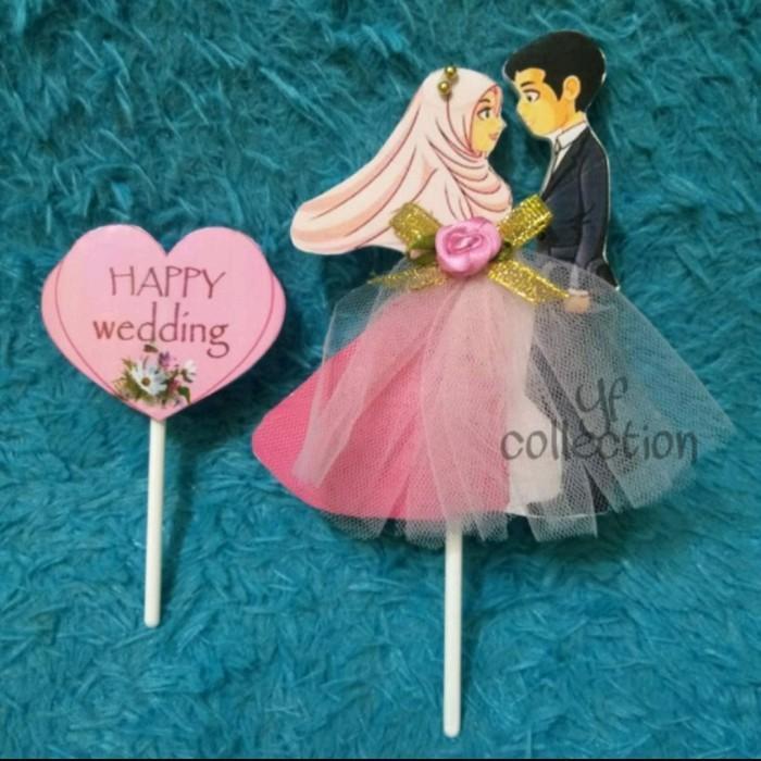 Topper Pengantin, Hiasan Pengantin, Boneka Pengantin, Happy Wedding