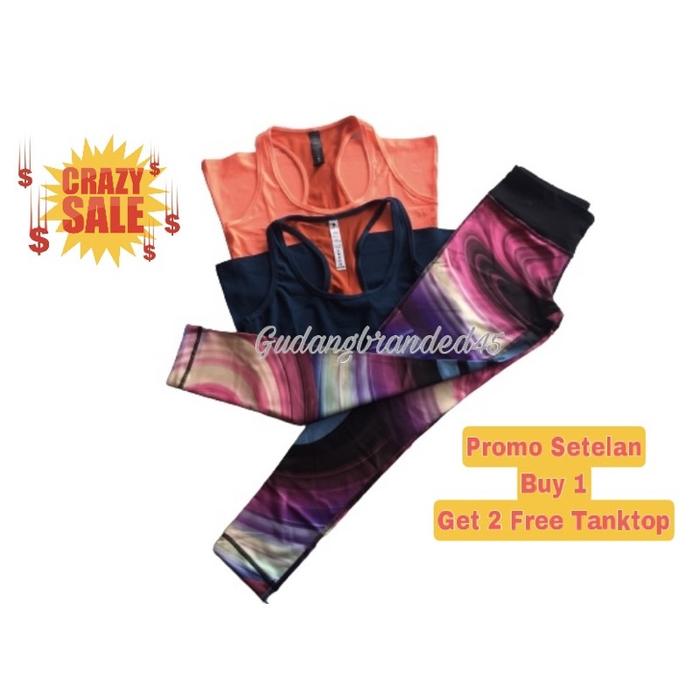 ready stock SALE Setelan Legging & Tanktop Yoga Gym Fitness Senam Zumba Baju Olahraga  90 Degree