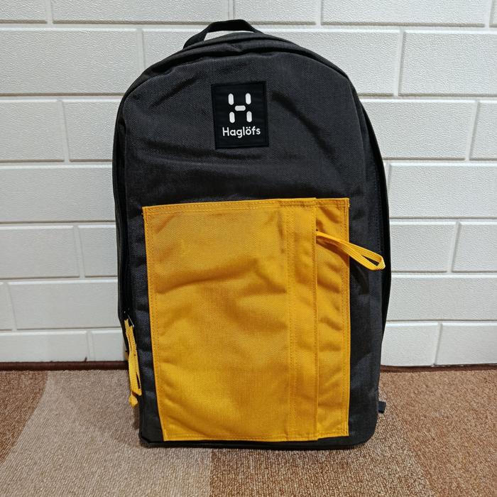 Tas Ransel Haglofs Floda Backpack Magnetite/Pumpkin Yellow Original Casual Unisex Campus Daypack Bag