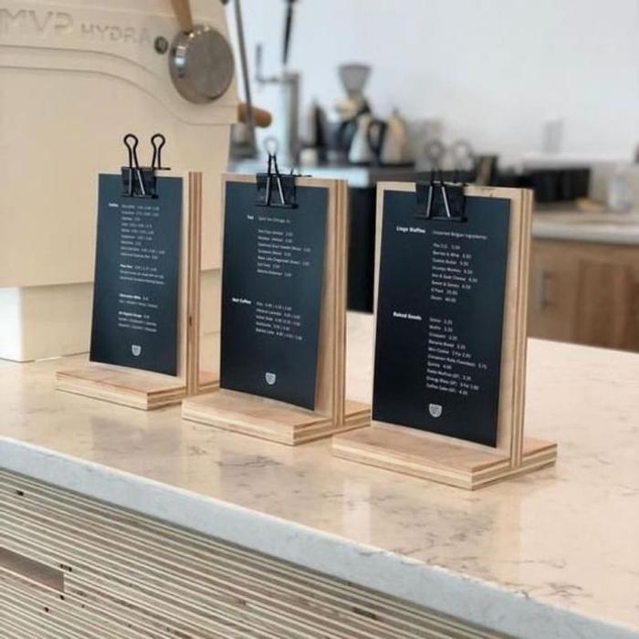 Safitiri Stand Menu Display/Stand Menu/Pajangan Menu Kayu A5/Wood Sign Hanging/Mmw063