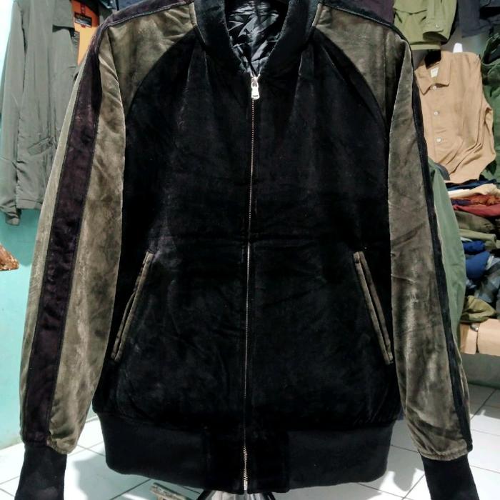BROWN & GREEN Velvet Casual Bomber Jacket By GU Size L - M ( L.54-56 & P.65 Cm )