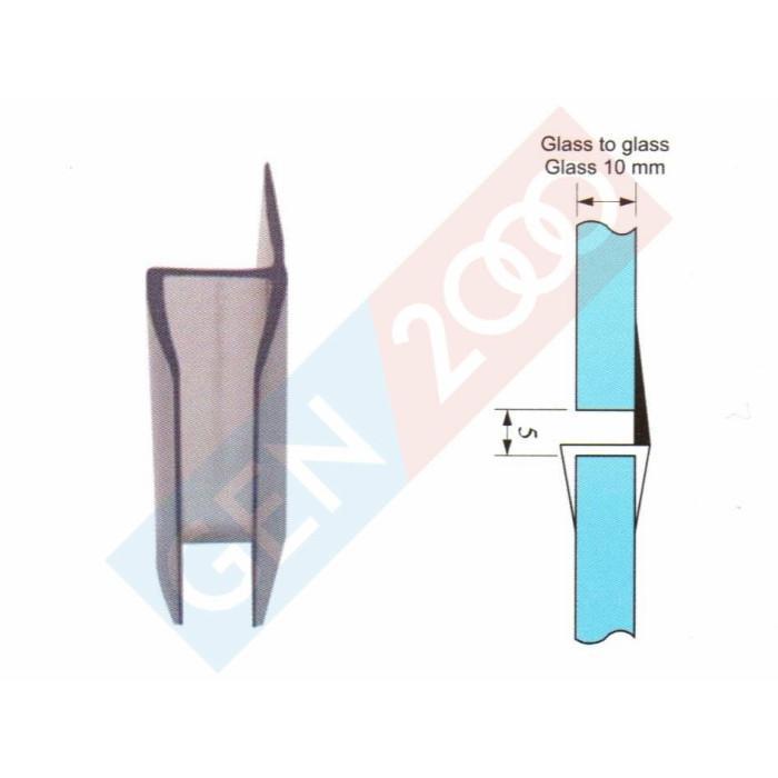 Seal Pintu Kaca Kamar Mandi Model Lurus Bentuk H Glass Water Clip Seal
