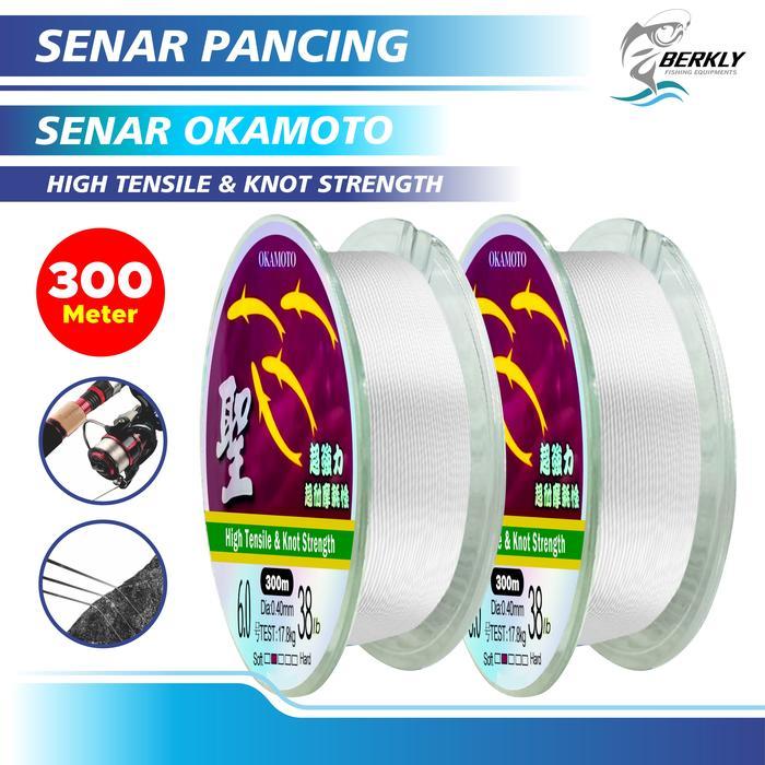 BERKLY Tali Pancing Okamoto 300M Putih Bahan Nilon Ikan Mancing - OKAMOTO PUTIH, 0,16