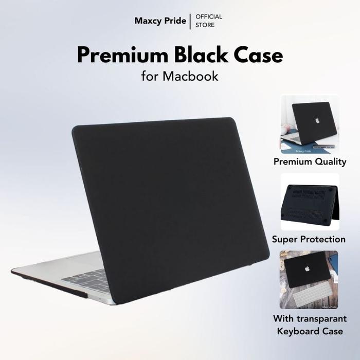 Macbook Case Premium Pastel Black Matte Soft Feel Premium Quality Casing mac book Hitam Paket dengan