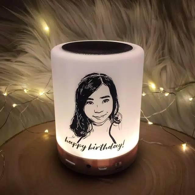 PREMIUM (READY) terjamin Speaker bluetooth + lampu LED hias tidur foto tulisan sketsa hadiah kado gi