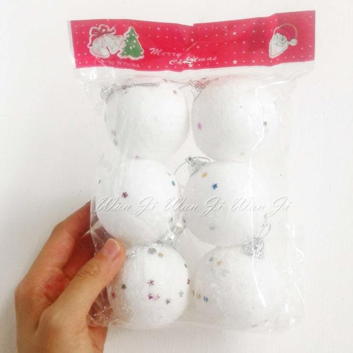 Gantungan Pohon Natal Bola Salju 6CM / Aksesoris Natal