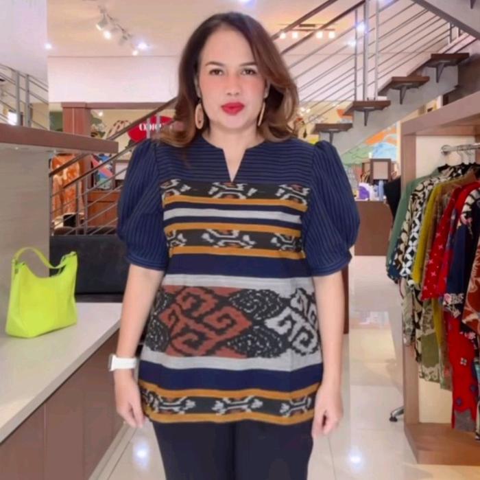 Blus Tenun kombinasi Plisket