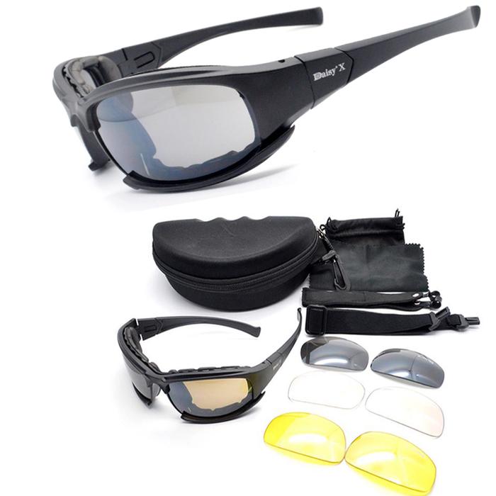 C5 Tactical Goggles Military Shooting Sunglasses 4 Lens Army Airsoft
