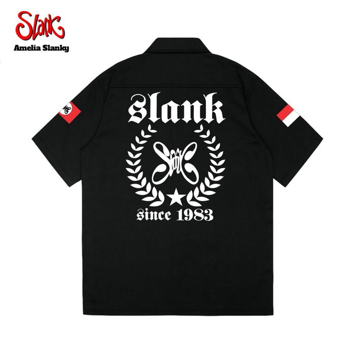 Kemeja PDH Slank | Slank Since 1983 | Workshirt Black Slank Lagi Sedih Logo | Kemeja Pria Wanita Uni