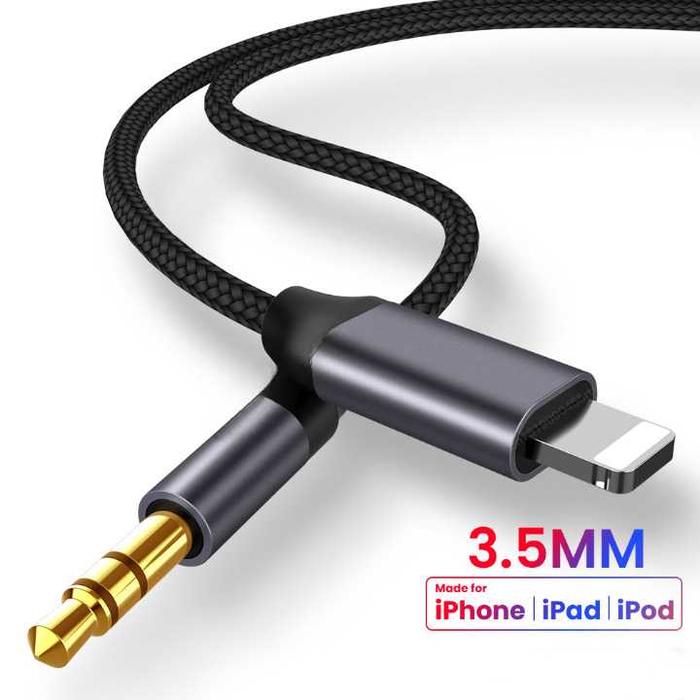 Kabel Audio USB Iphone Lightning to Aux 3.5mm 1M Iphone male to AUX 3.5mm Male Kabel Iphone to AUX I