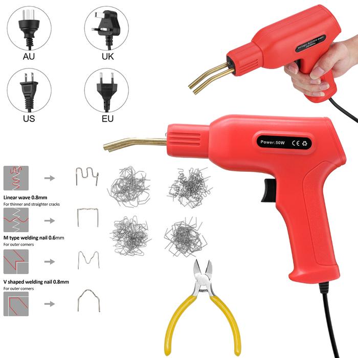 Pistol Pengelas Plastik Stapler Panas Mesin Las Besi Solder untuk