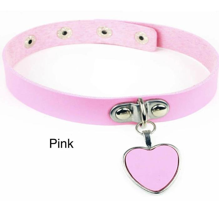 PRIVASI AMAN BDSM Heart Pendant Leather Choker Collar AlatBantu Sex Toys