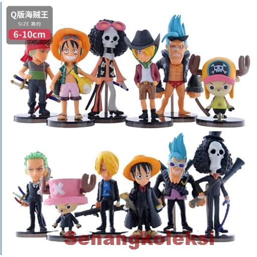 Figure One Piece Set Luffy Zoro isi 6 pcs / Pajangan Figure Set / Topper Cake Kue Figure