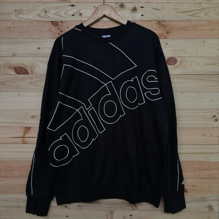 Crewneck Hoodie Adidas Trefoil Essentials Big Logo Originals - Second Very Good Condition Untuk Pria