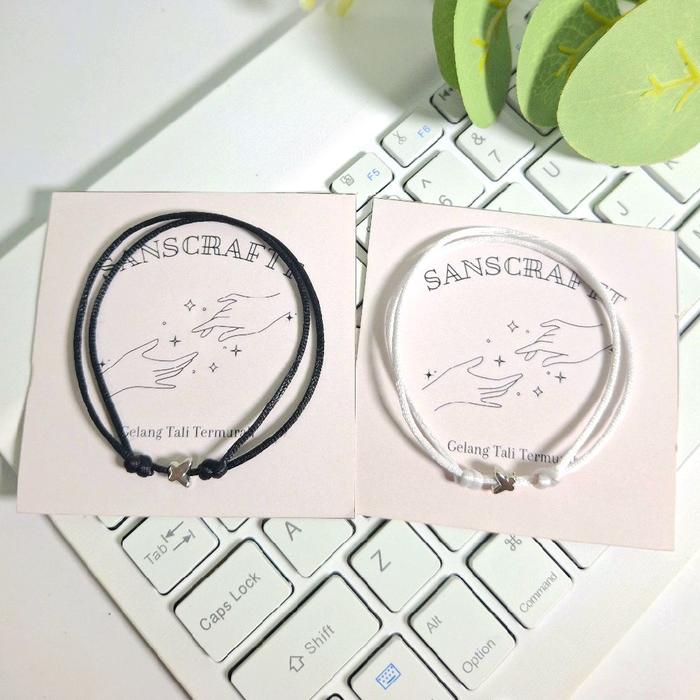 Gelang Satin Butterfly Couple Tali 1mm Adjustable untuk Pasangan Bracelets