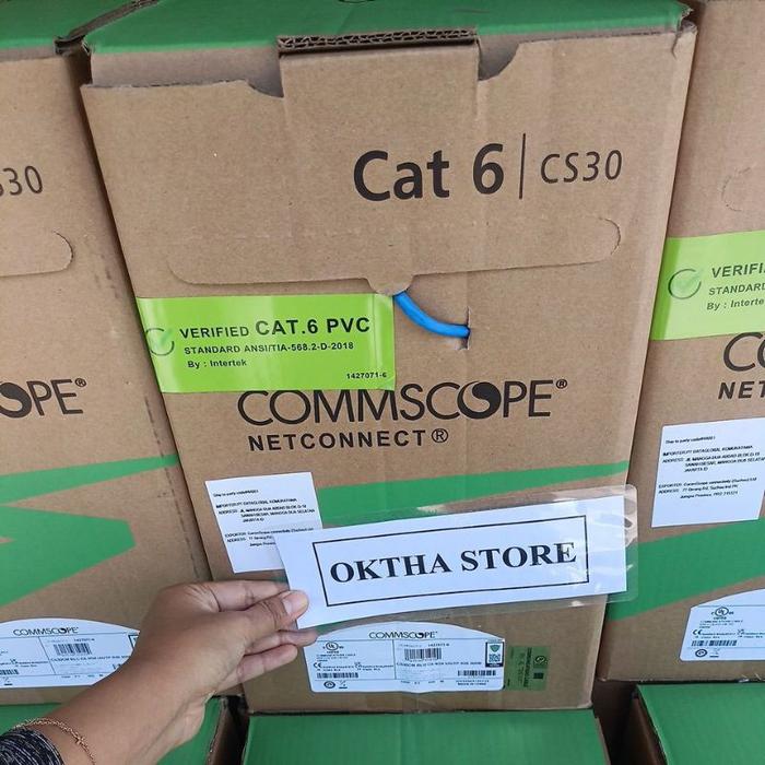 ORI Kabel LAN AMP Commscope Blue Cat 6 1 roll Kabel LAN UTP AMP Cat6 Biru