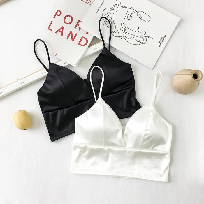 [NL] BRALETTE BRA BH ALA KENDALL JENNER KYLIE SATIN BAHAN MODIS CROP TOP ATASAN TANKTOP TANK TOP KAI