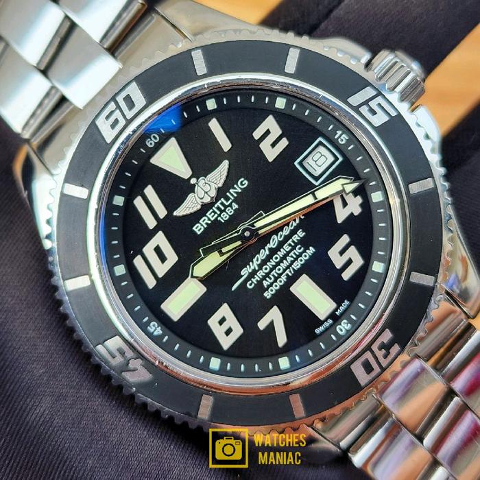 Jam Tangan Luxury Original Breitling Superocean Diver Automatic Swiss Made Fullset Box