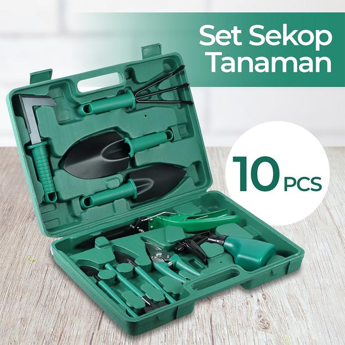 Set Gardening Alat Berkebun isi 10 Pcs Gunting Tanaman Sekop Berkebun Sekop Tanaman Shovel Spade Gar
