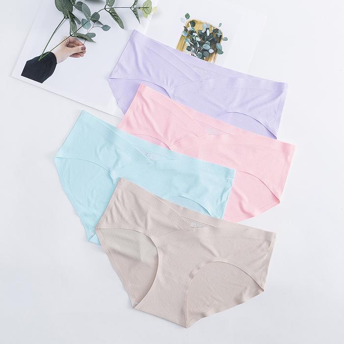 Celana Dalam Hamil Seamless Cd Wanita Rendah Pinggang Panty Es Sutra Bumil Sepinggul Cd Bernapas Hit