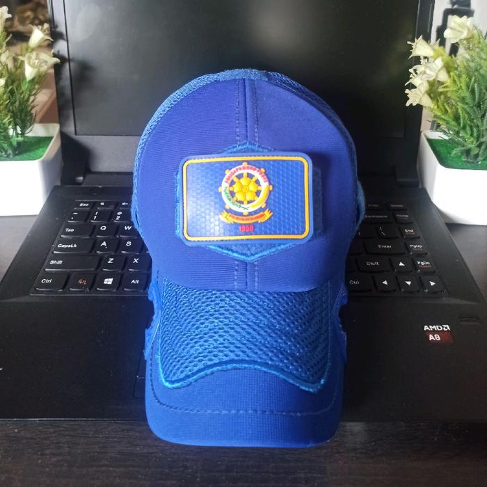 topi taktikal coak biru cotton original satu set karet patch rubber satpol pp biru