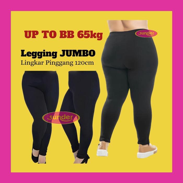 JR327 Celana Leging Wanita Jumbo 1pcs Warna Hitam Polos Poliester Dalaman Gamis Impor Kekinian - jum