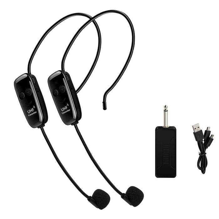 Wireless Microphone Earphone Headset Echargeable Dual Headset Mic