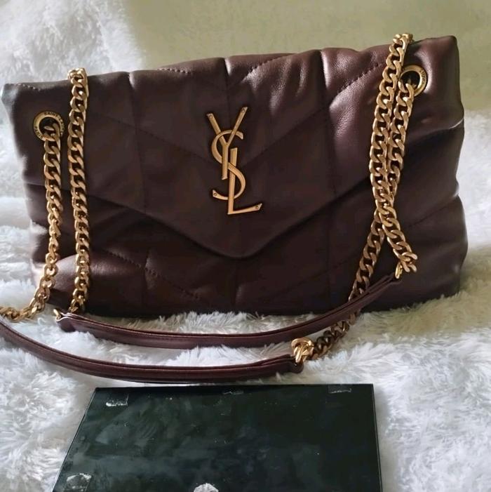 Tas preloved Lou lou maroon sling rantai Selempang Wanita Kulit
