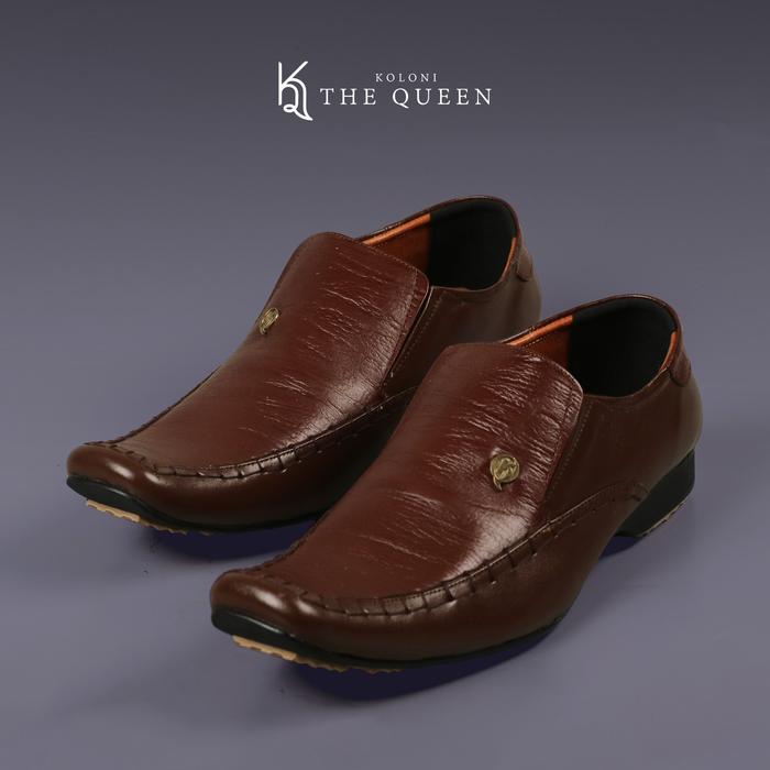 KQ Indonesia Sepatu Pantopel Pria K-501 Original Kulit Asli - Brown