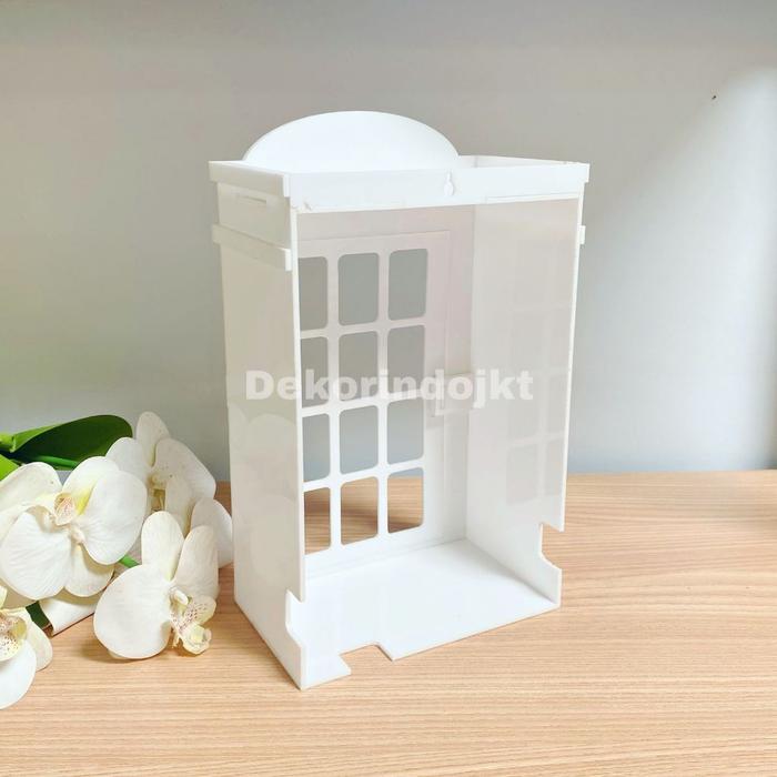 Box Meteran Token Akrilik Desain Telephone London Hiasan dekorasi dinding pelindung Meteran Token