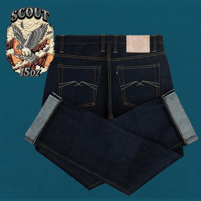 PROMO CUCI GUDANG Sage Denim Scout 15oz Sanforized Extra Deep Indigo Selvedge - 27 Slim Cut