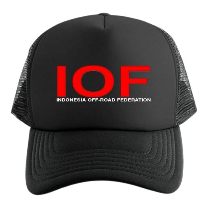 Topi TruckerIOF Hitam dengan Logo IOF Indonesia Off-Road Federation untuk Gaya Anda