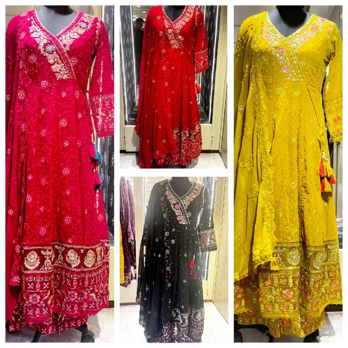 ori baju india premium one set selendang dan celana bahan sifon premium super mewah full payet bordi