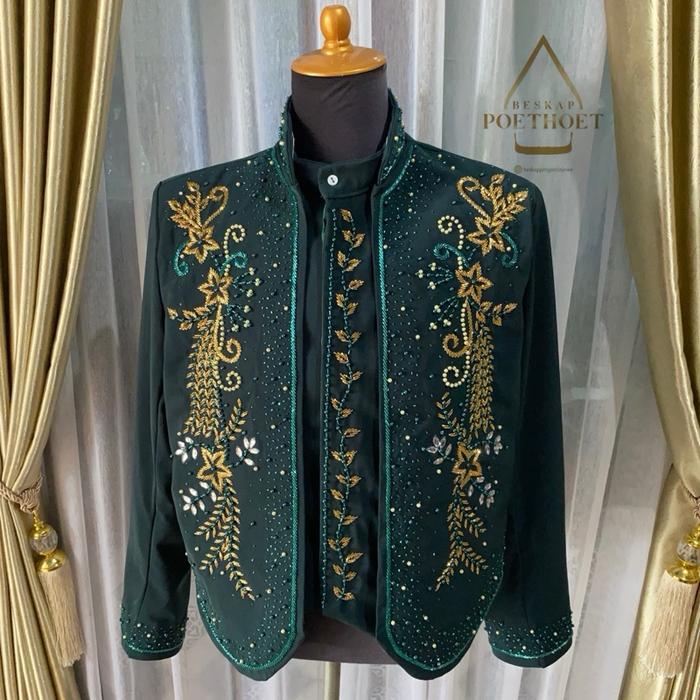 Beskap pengantin jawa solo hewes emerald matte doff payet gold diamond mewah elegan