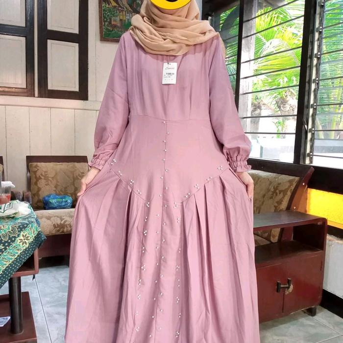 Gamis crep emos premium pink