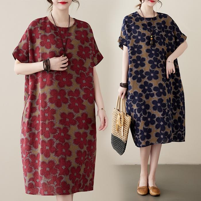 LC064 Premium Mini Floral Dress Motif Bunga Fashion Retro Terbaru