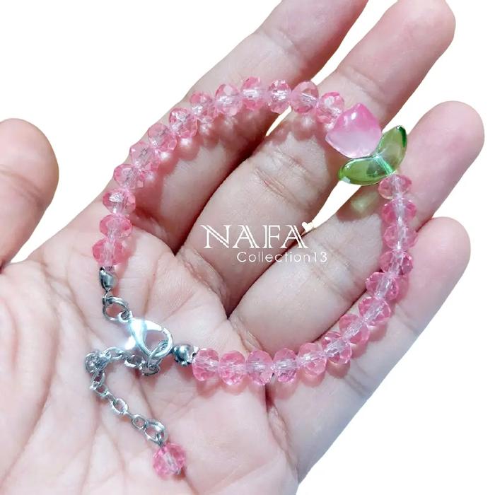 Gelang Kristal Bunga Tulip Kaca