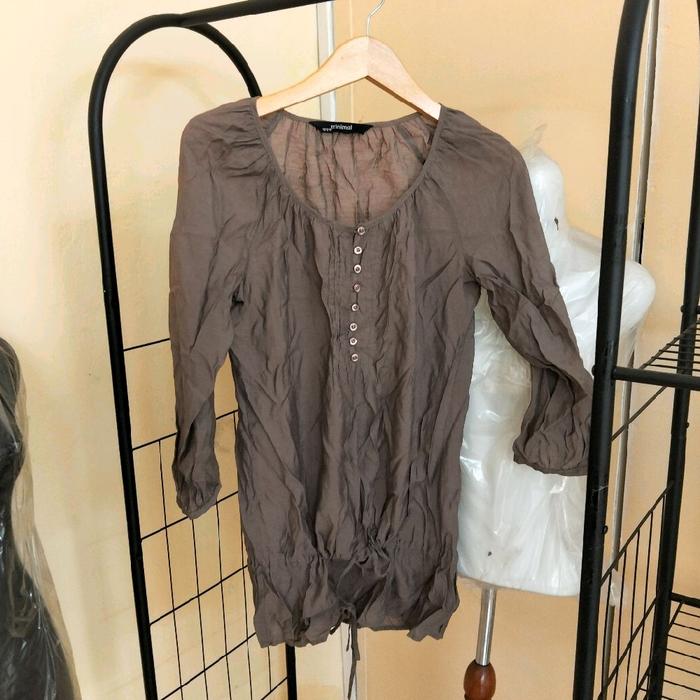 minimal original asli blouse tunik atasan baju wanita tali serut pinggang blus cantik adem katun can