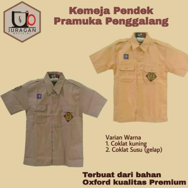 JRG Baju Pramuka Penggalang Saku 2 Pendek Seragam sekolah SD SMP SMA Pembina Coklat susu & Kuning