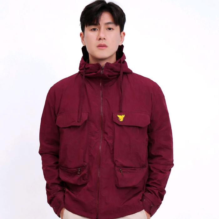 Fanatikers - The Crux Jaket Hoodie Warna Maroon dengan badge logo