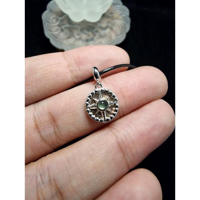 Liontin Pendant Silver 925 Meteorite Muonionalusta Moldavite 12mm M055